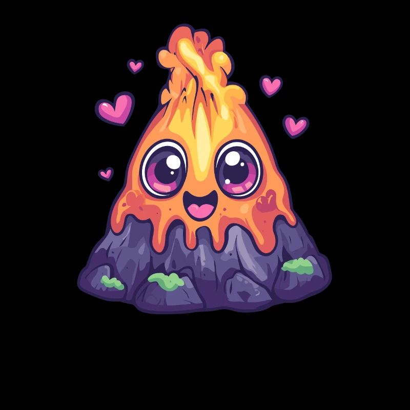 Volcano with hearts