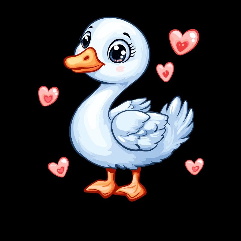 Oie douce avec des cœurs