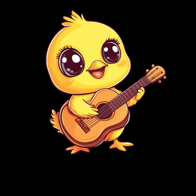 Chick joue de la guitare