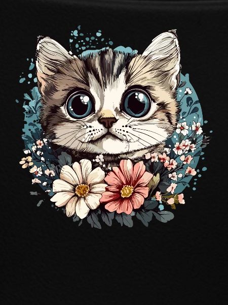 Katze mit Blumenkranz