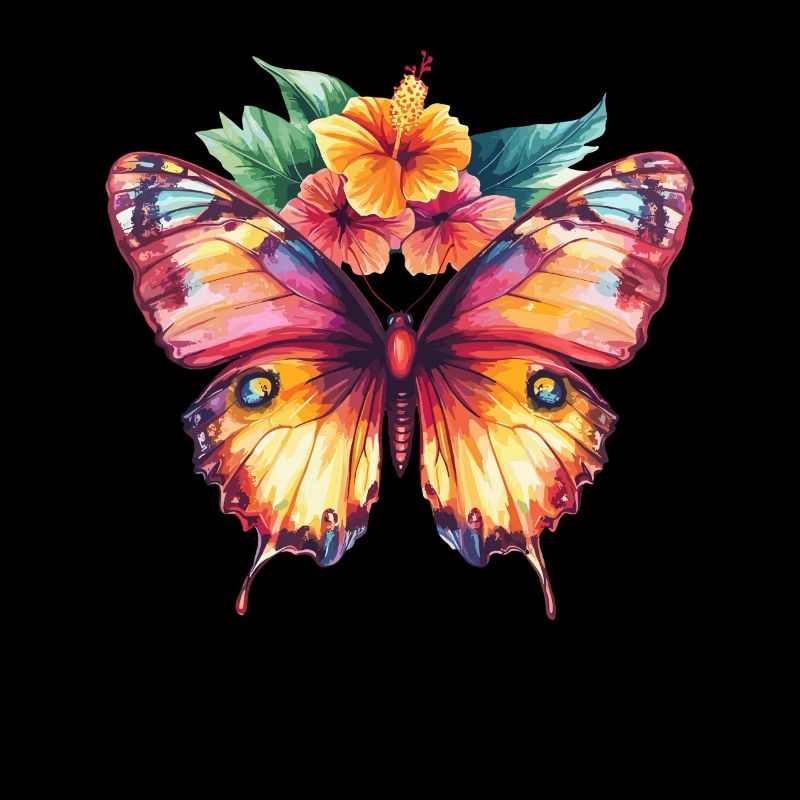 Farbenfroher Schmetterling mit Blüten