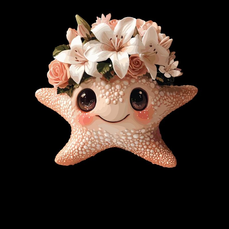Étoile de mer avec couronne de fleurs