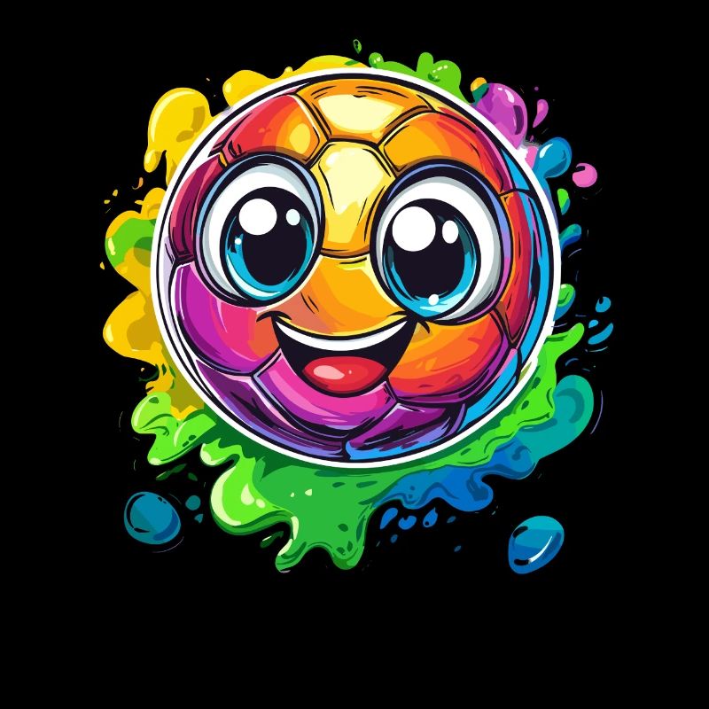 Colorful soccer with a face
