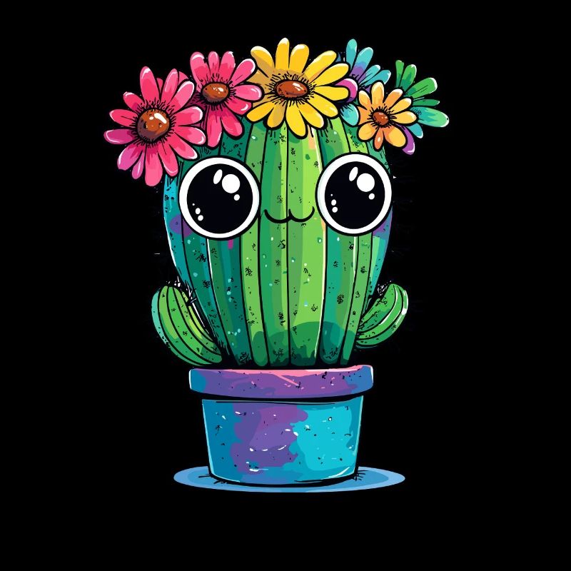 Cactus avec couronne de fleurs