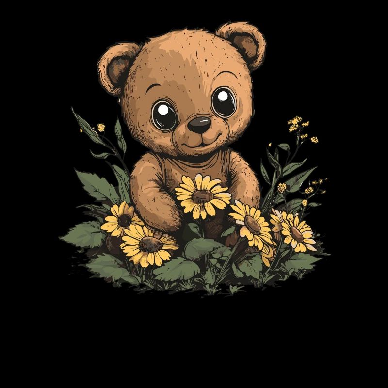 Bear with sunflowers
