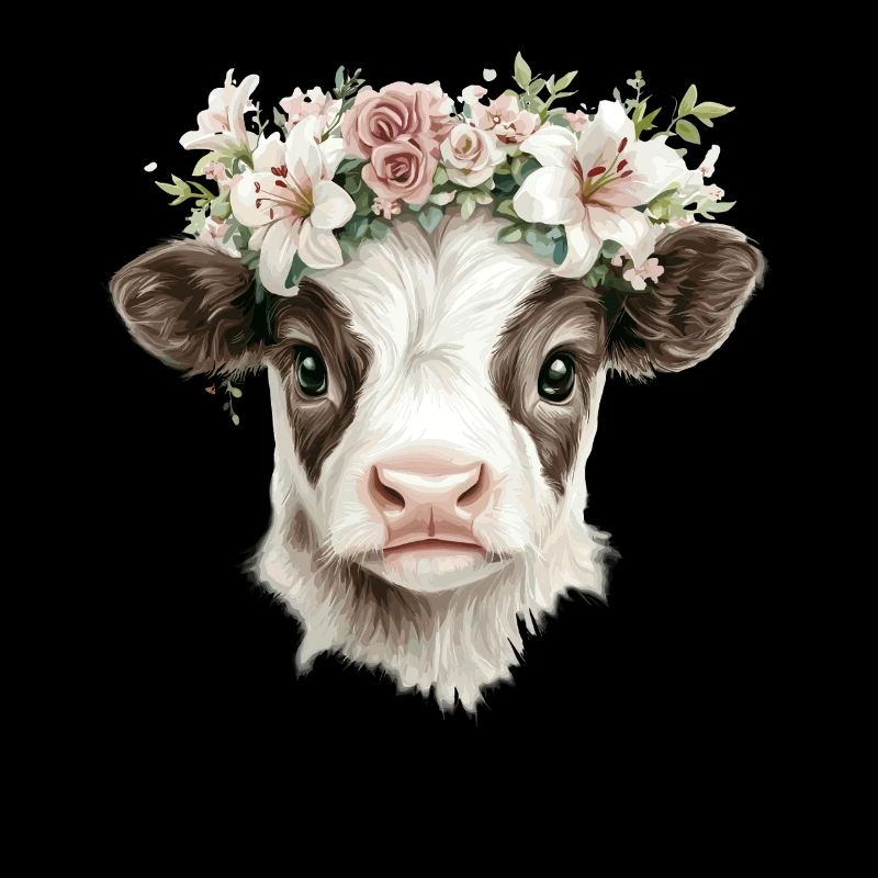 Kalb mit Blumen