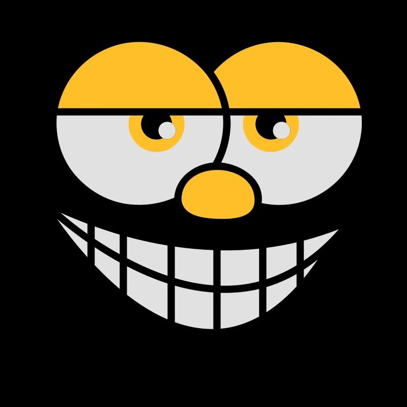 Grinning Comic Face Cool Facial Expression