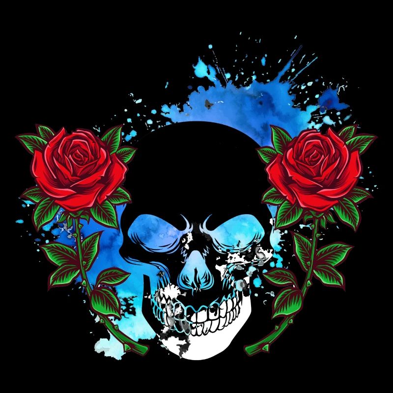 Skull Skull Skull Roses Flowers Splash