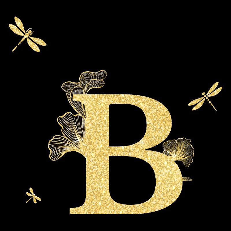 Buchstabe b Goldene Glitzerlibelle - Geschenkidee