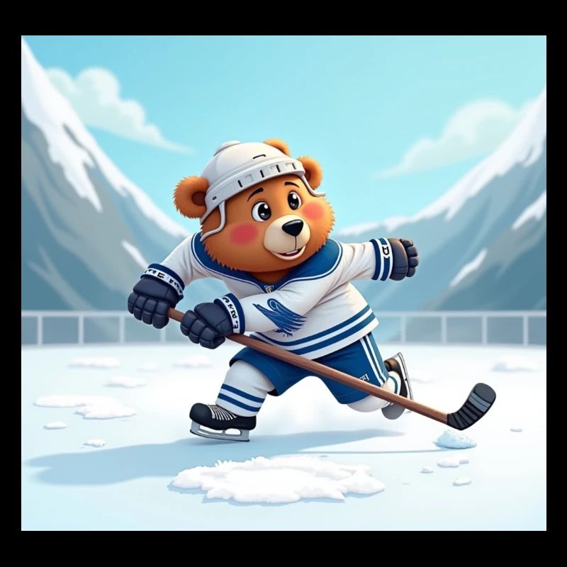 Eisbär spielt Eishockey im Winter