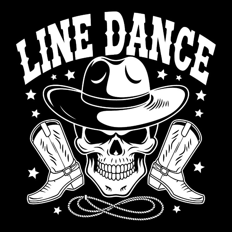 Line Dance Skull with Stetson and Boots and Lasso