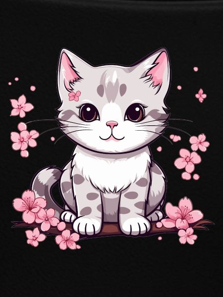 Süße Katze mit Kirschblüten