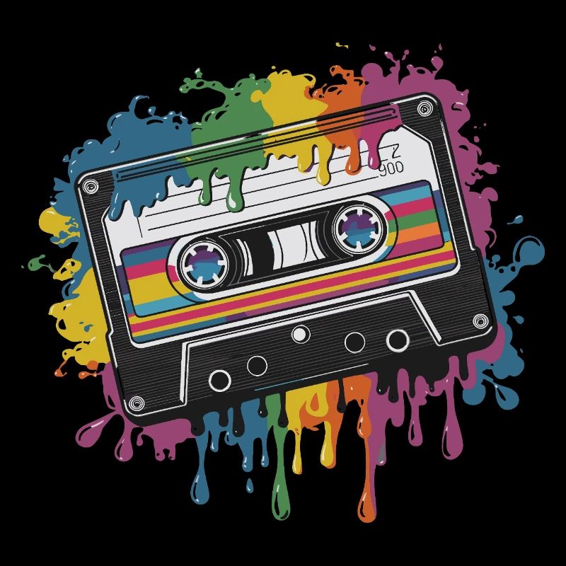 80s Retro Cassette Splash Classic Cassette Tape