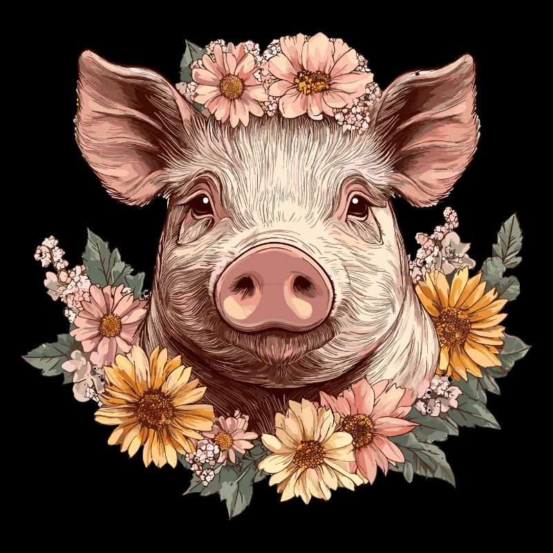 Cochon de fleur avec couronne