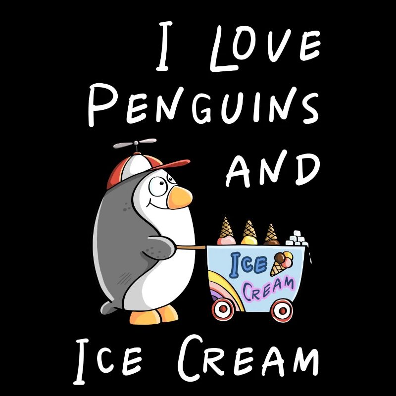J’aime les pingouins et la crème glacée - Bande dessinée de crème glacée pingouin