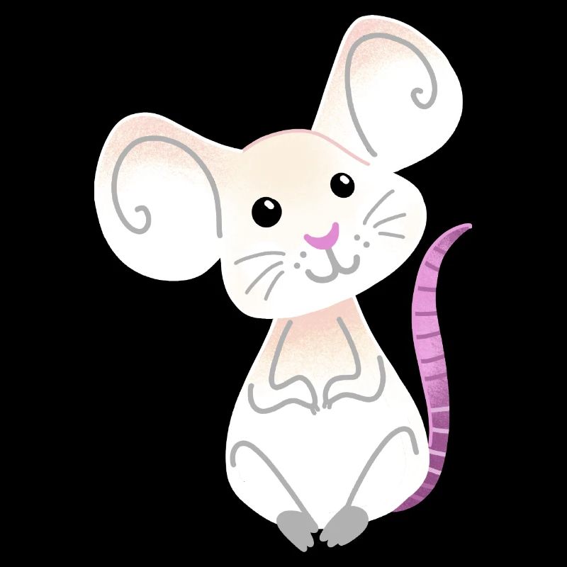 Hand drawn White Mouse sitting
