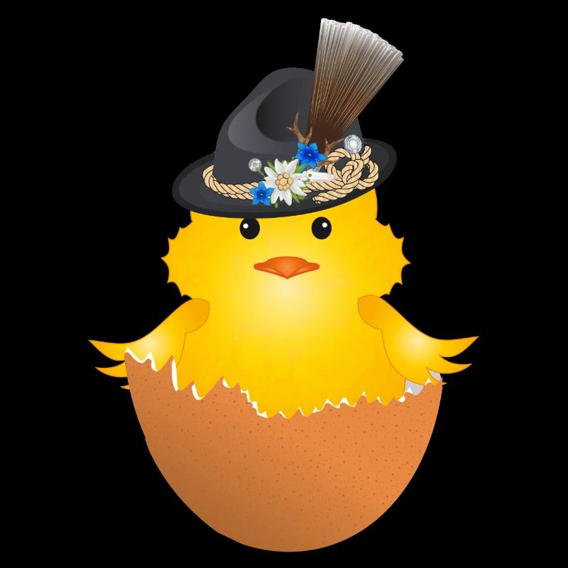 Bavarian chick with traditional hat in eggshell