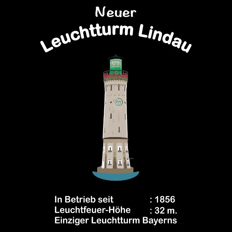 Lindau, Neuer Leuchtturm, Bodensee, Zeichnung