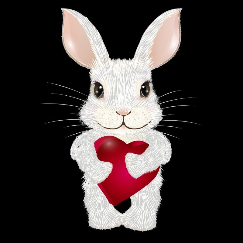 white rabbit with heart for valentine's day