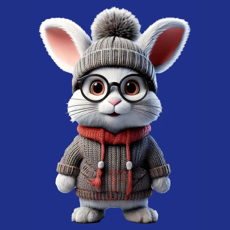 Mignon lapin avec pull tricoté