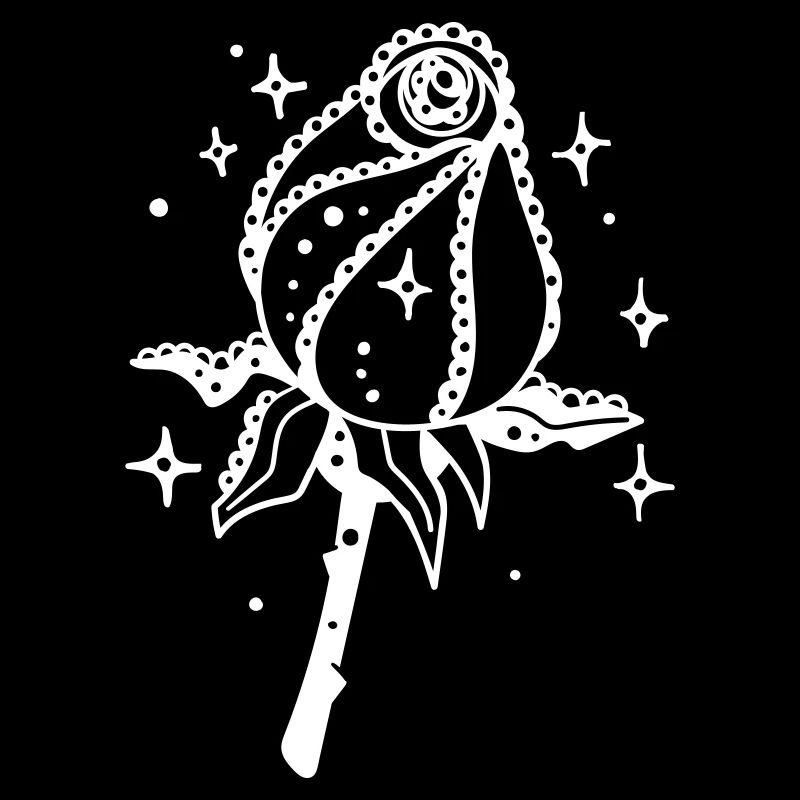 Rose blanche avec lumière des étoiles