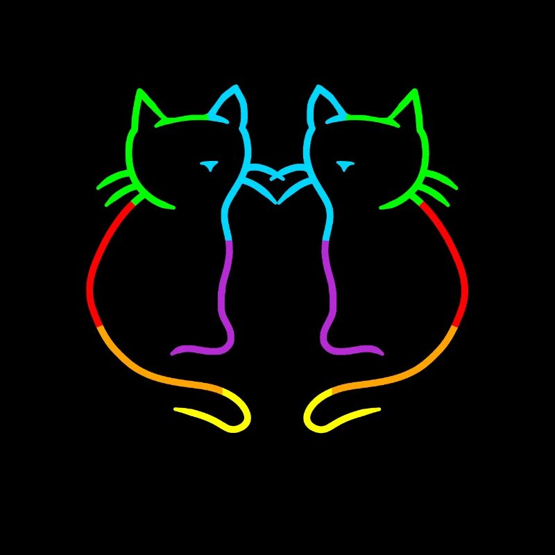 80er 90er Retro Regenbogen Herz Katzen Katze