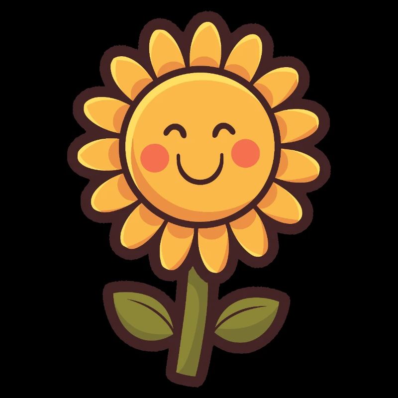 Fleurs de tournesol douces style bande dessinée