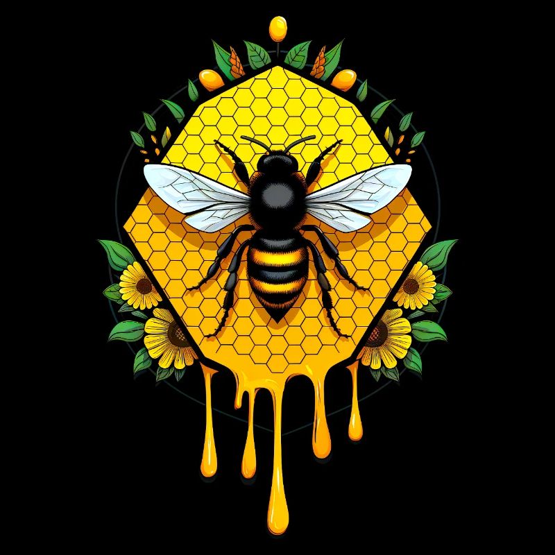 Bee on honeycomb