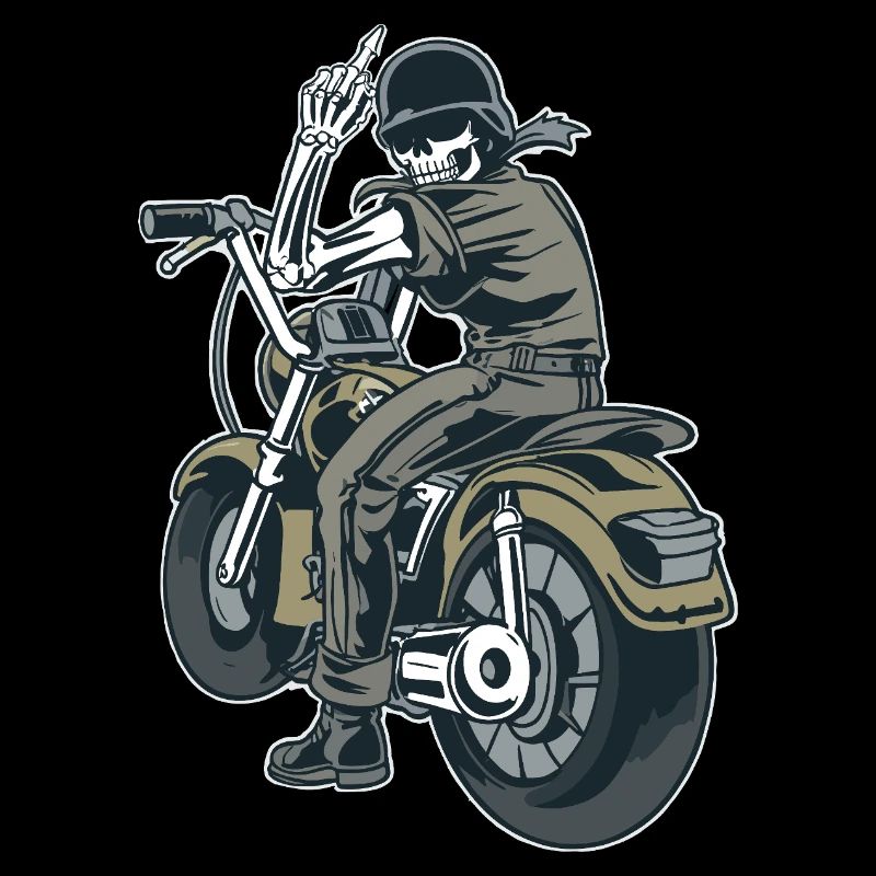 Motorcycle Biker Fuck you Provocation Skeleton