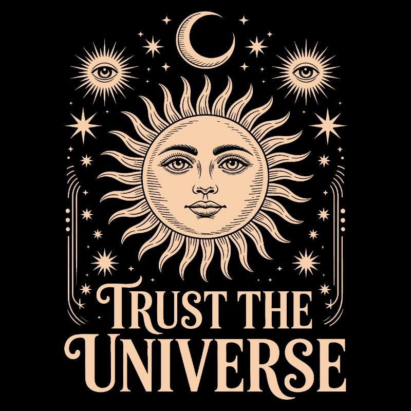 Trust The Universe Mystisches Boho Sonne und Mond