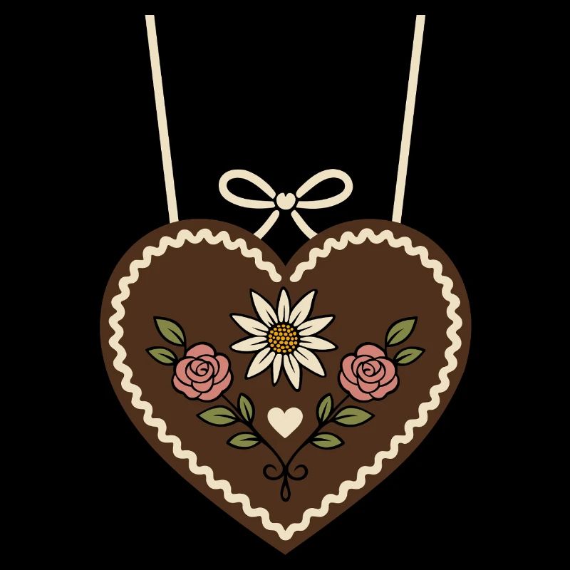 Gingerbread Heart with Edelweiss & Roses