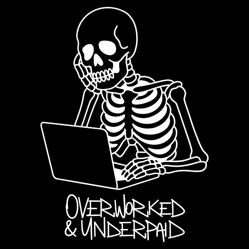 überarbeitetes und unterbezahltes Skelett-Arbeitshemd