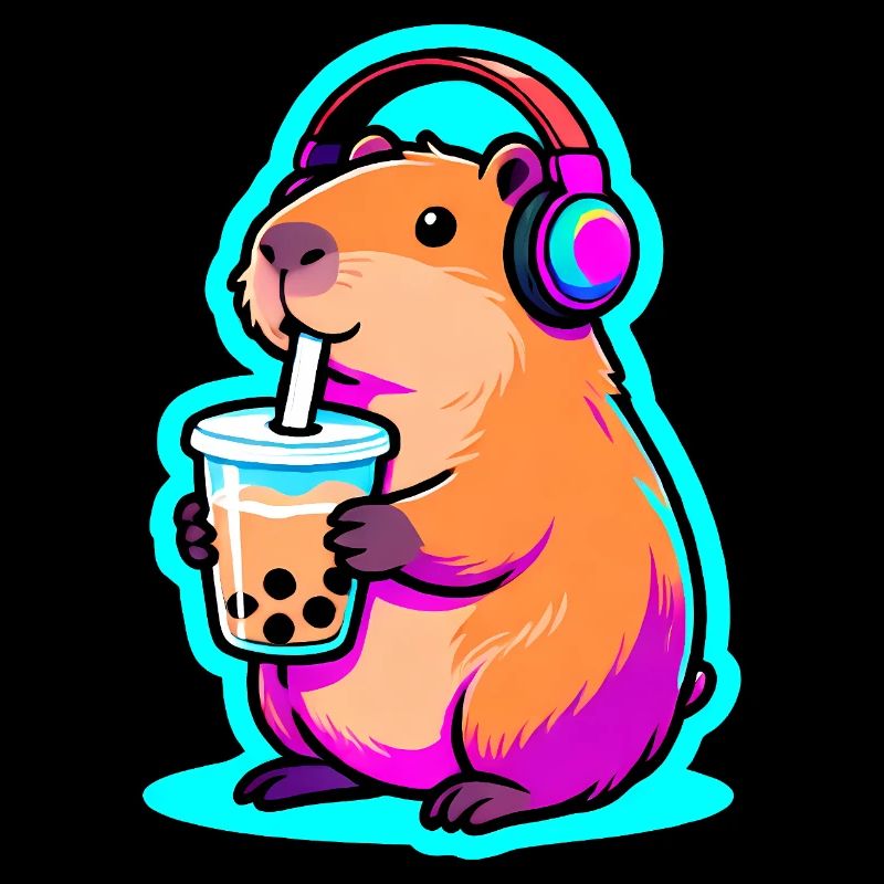 Mignon Capybara Bubble Tea Kawaii Animal Gift