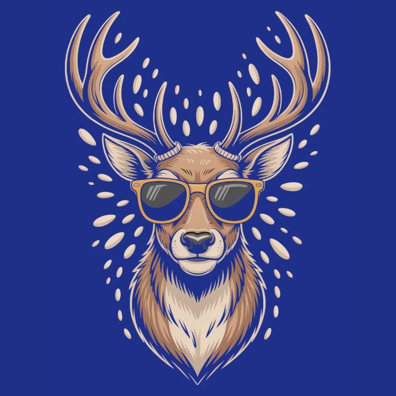 Hirsch mit Geweih und Sonnenbrille