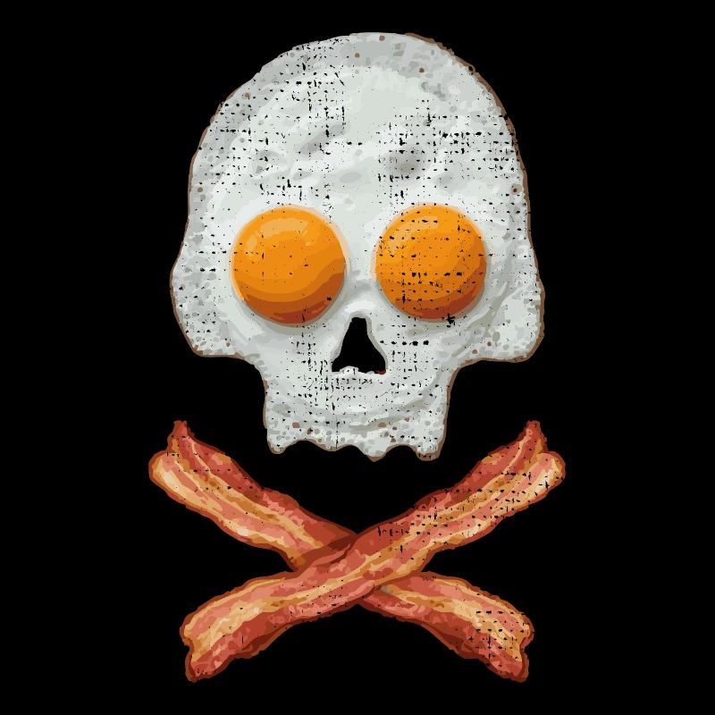 Spiegelei Schädel mit Baconkreuz