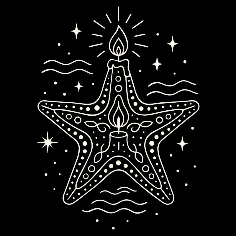 Starfish with Candle Maritime Christmas