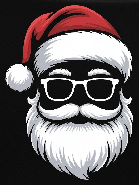 Weihnachtsmann mit Schnurrbart Brille