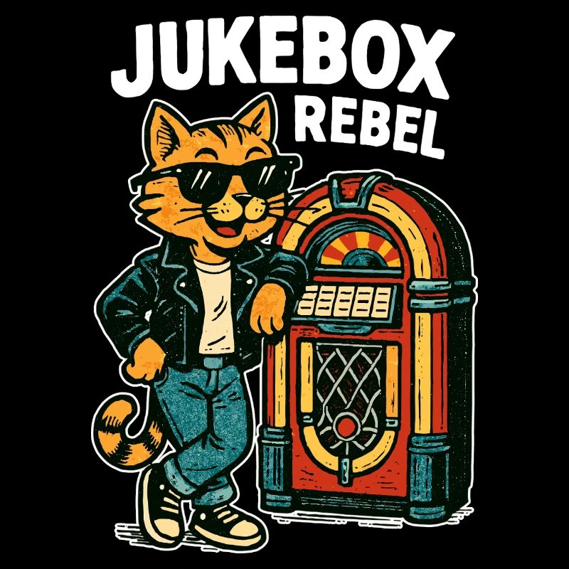 Jukebox Rebel : Un chat rétro cool dans le style comique