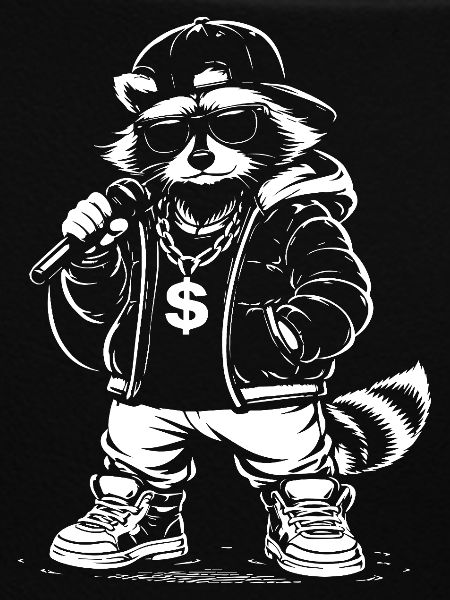 Rappender Waschbär mit Bling