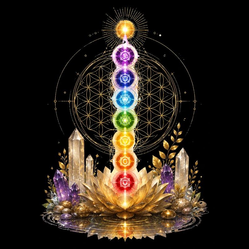 Chakras Dorés et Fleur de Vie