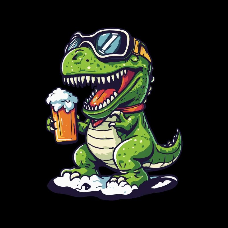 Dinosaurier T-Rex Apres Ski Bier Comic