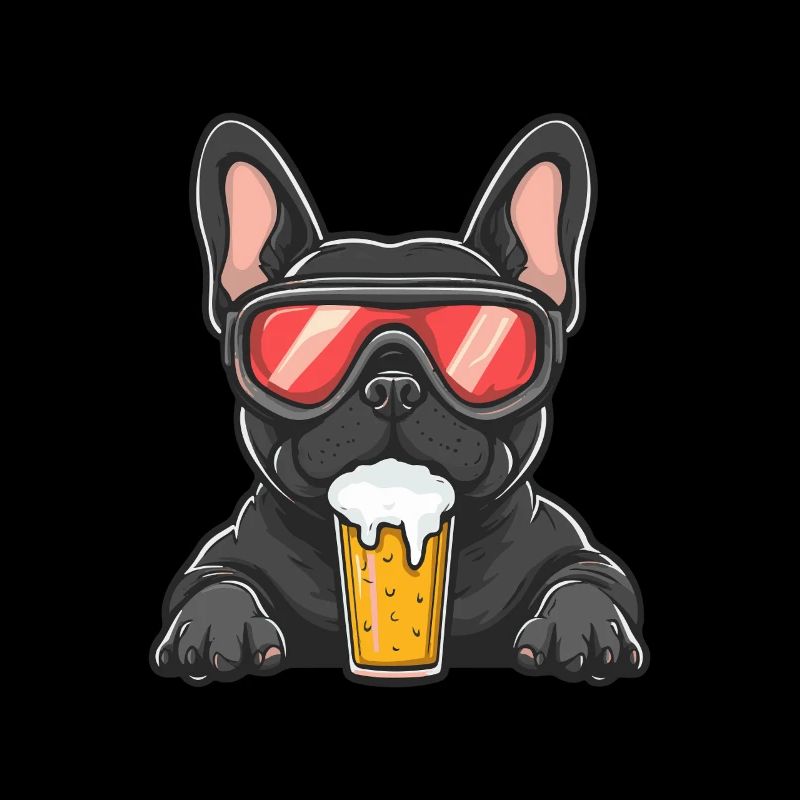 Buldog Français Chien Après Ski Bière Bande Dessinée