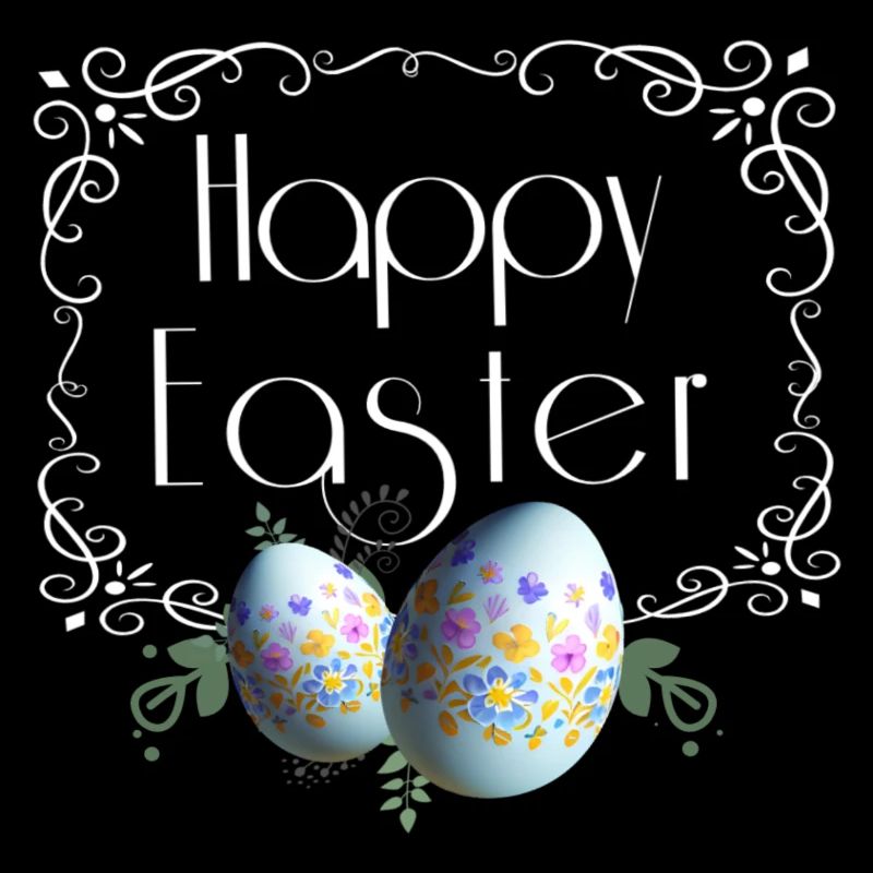 Happy Easter lettering with Easter eggs