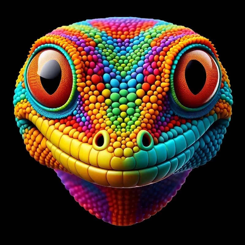 Tête de gecko colorée 1