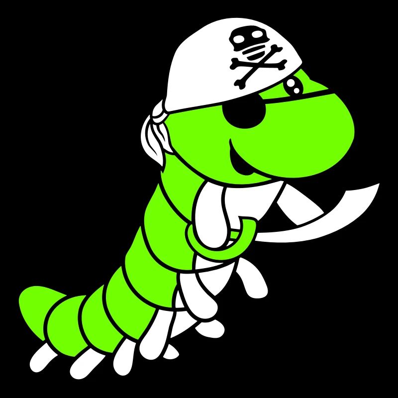 Caterpillar Evil Pirate Sailor Hat Funny Cute Comic