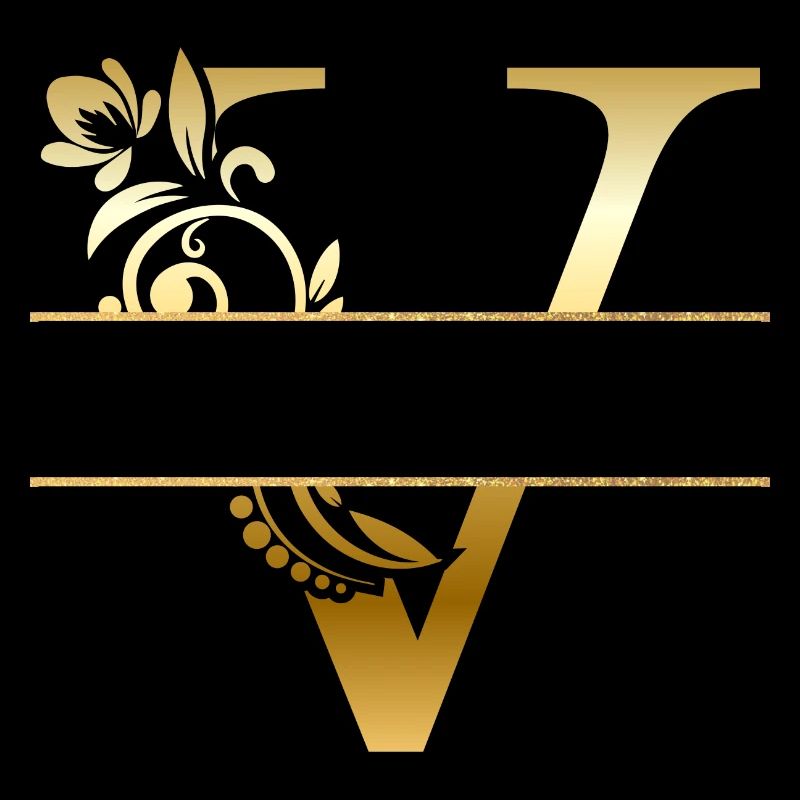 Personalisierter goldener Blumenbuchstabe V - Geschenkidee