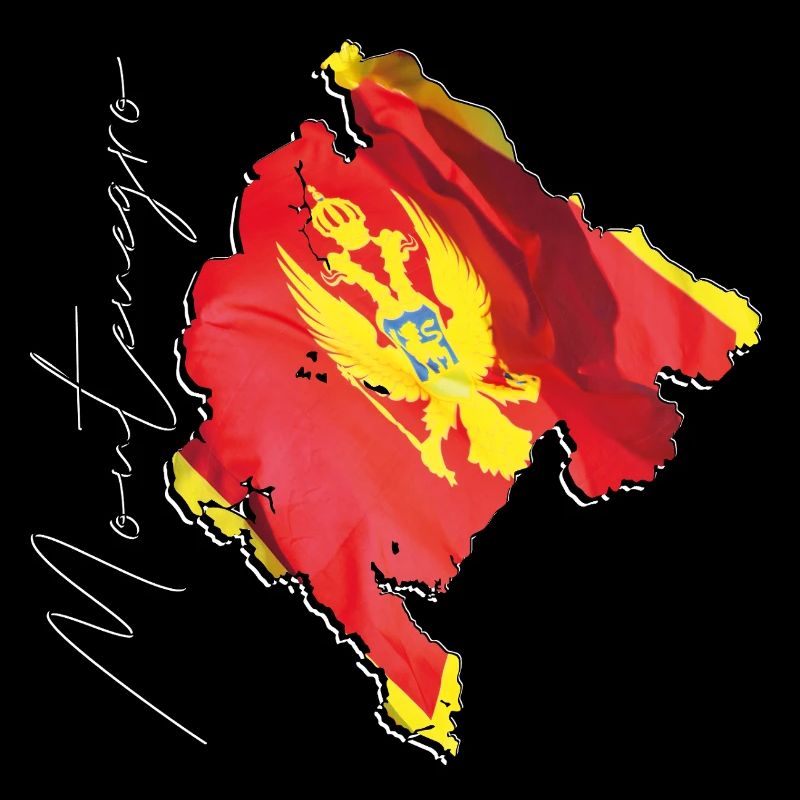 Drapeau du Monténégro sur la carte du Monténégro FR