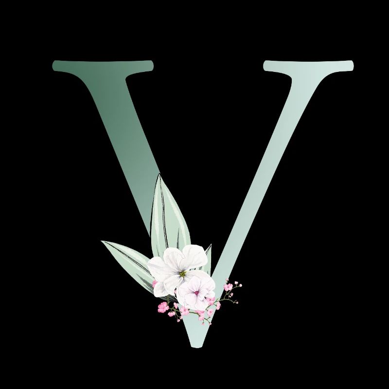 V Monogramme, Floral, Personnalisable