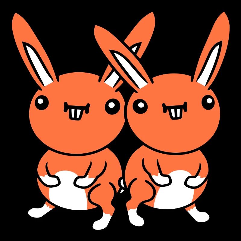 2 Hasen Team Lustig Grimasse Albern Ulkig Lächeln