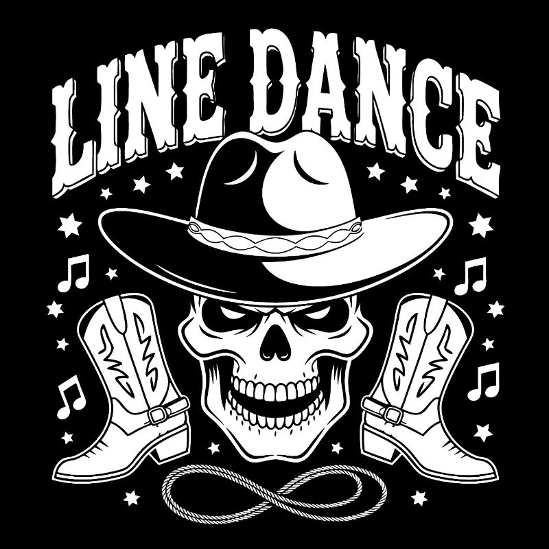 Line Dance Skull with Stetson and Boots and Lasso